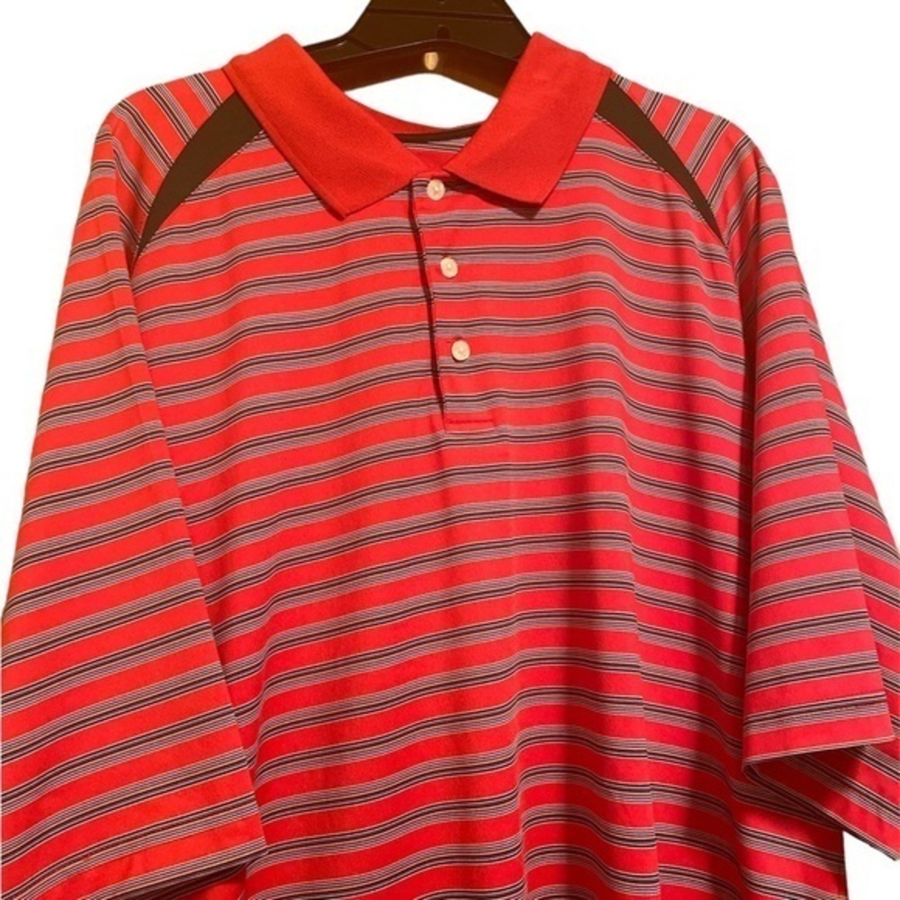 Bolle Golf Tech‎ Mens Striped Polo Shirt Size XL Red Wicking Performance